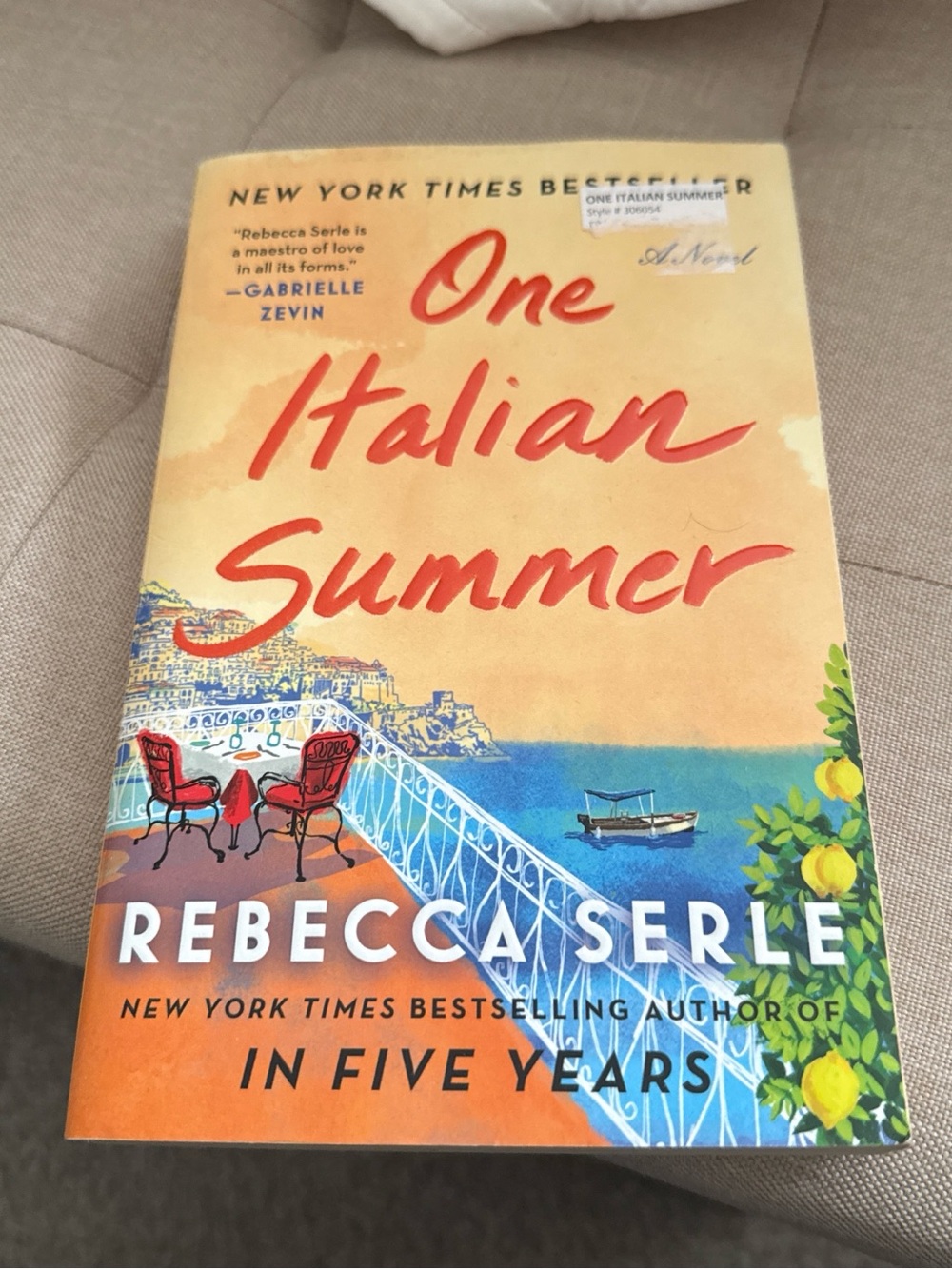 One Italian Summer by Rebecca Serle - Yellow Orange Beach Cover